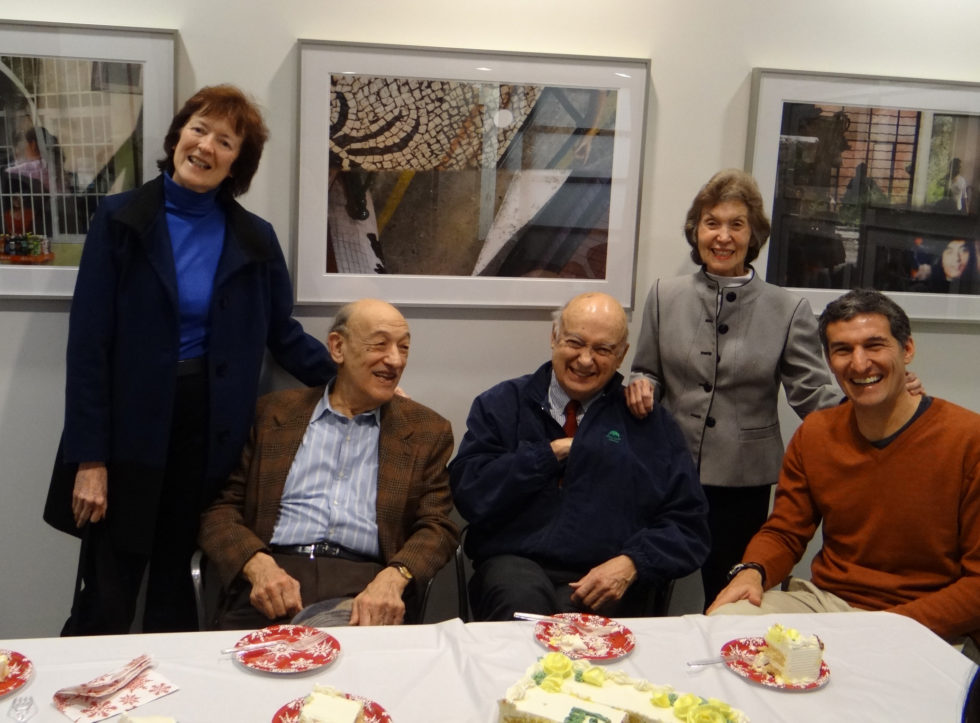 Charlotte Ikels, Ezra Vogel, Marshall Irwin Goldman, Merle Goldman, and Seth Goldman at Merle Goldman’s birthday celebration in 2013.