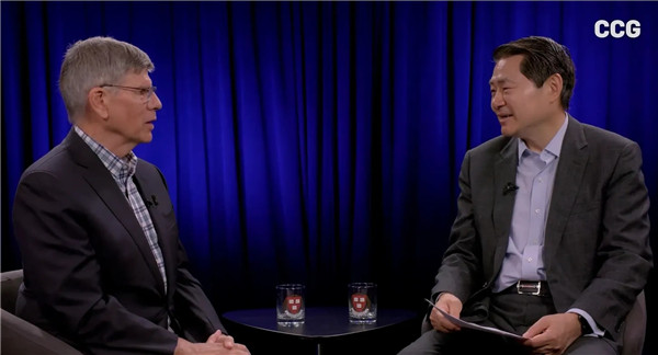 Bill Kirby and Huiyao Wang at Interview