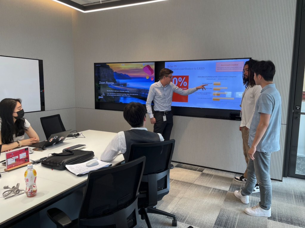 Skewes presents a work project at PwC Shanghai